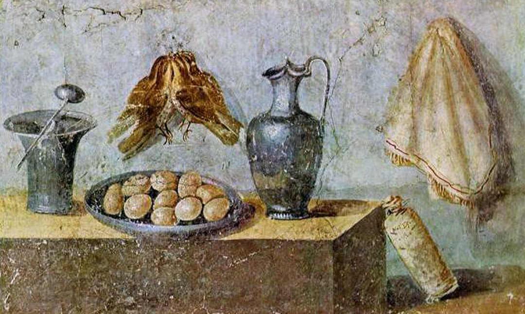Ancient Roman Fresco Still Life with Eggs