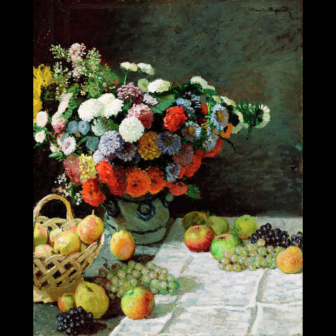 Claude Monet “Still Life with Flowers and Fruit”