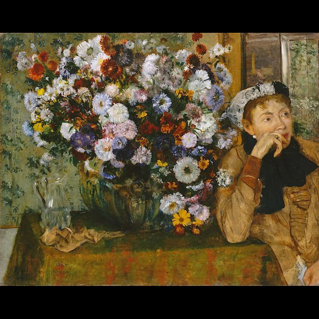 Edgar Degas “A Woman Seated Beside a Vase of Flowers”