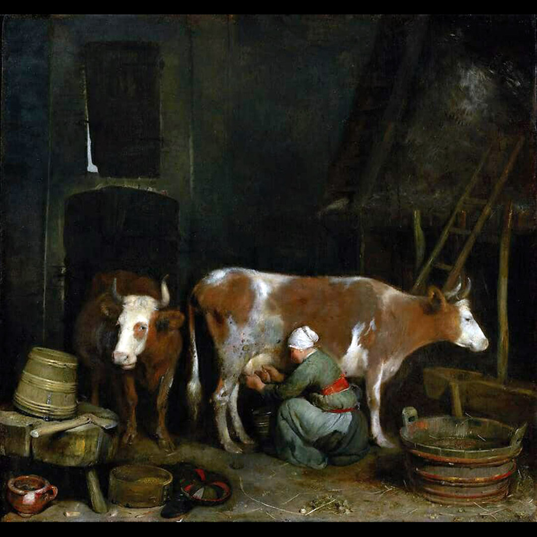 Gerard ter Borch “A Maid Milking a Cow in a Barn”