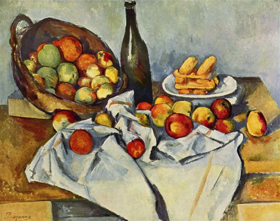 Paul Cezanne “Still Life with Bottle and Apple Basket”