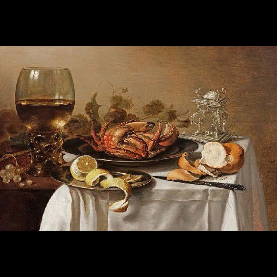 Pieter Claesz “Still Life with Roemer Crab and Peeled Lemon”
