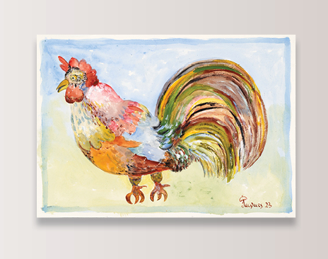“Barbarian Rooster” Jacques Pepin Original Artwork Painting