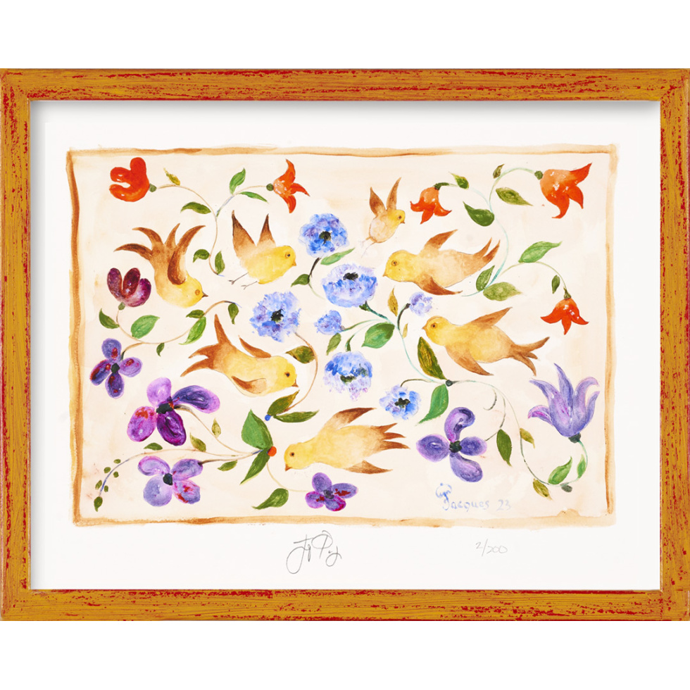 “Birds in Flowers” Jacques Pepin Signed Limited Edition Fine-Art Giclee Print