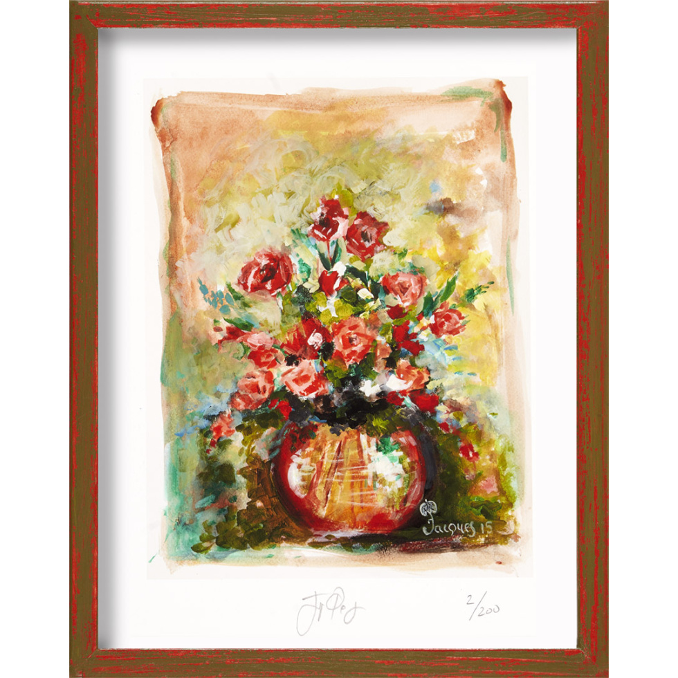 “Dena Rose No. 2” Jacques Pepin Artwork Painting Limited Edition, Signed Print [Framed]
