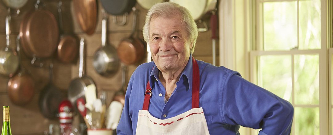 Jacques Pepin Cooking in His Home Kitchen