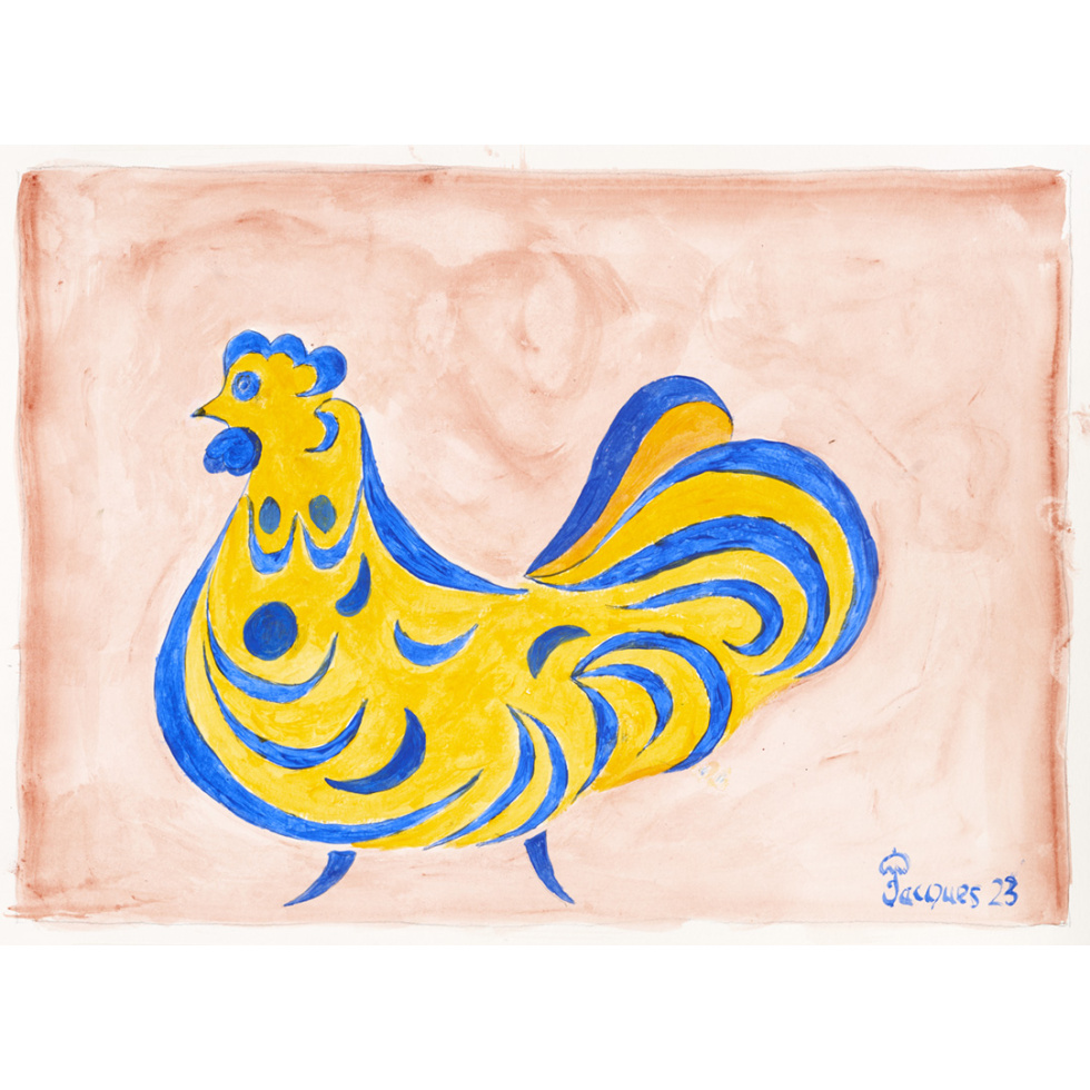 “Ritualistic Chicken” Jacques Pepin Original Artwork Painting