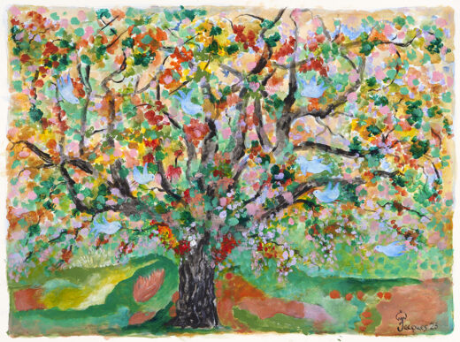 “Les Oiseaux dans L’Arbre” Original Painting by Chef and Artist Jacques Pepin