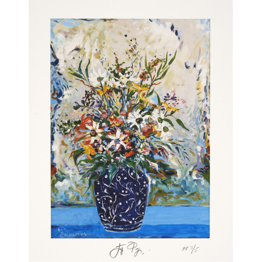 “Patterned Blue Vase” Jacques Pepin Collector’s Edition Artist’s Proof 3 of 5