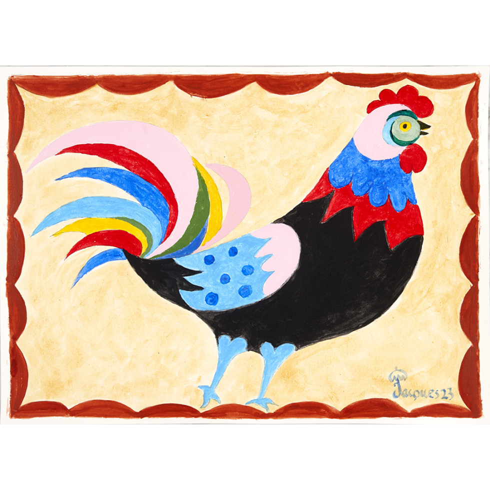 “Royal Rooster” Original Painting by Chef and Artist Jacques Pepin