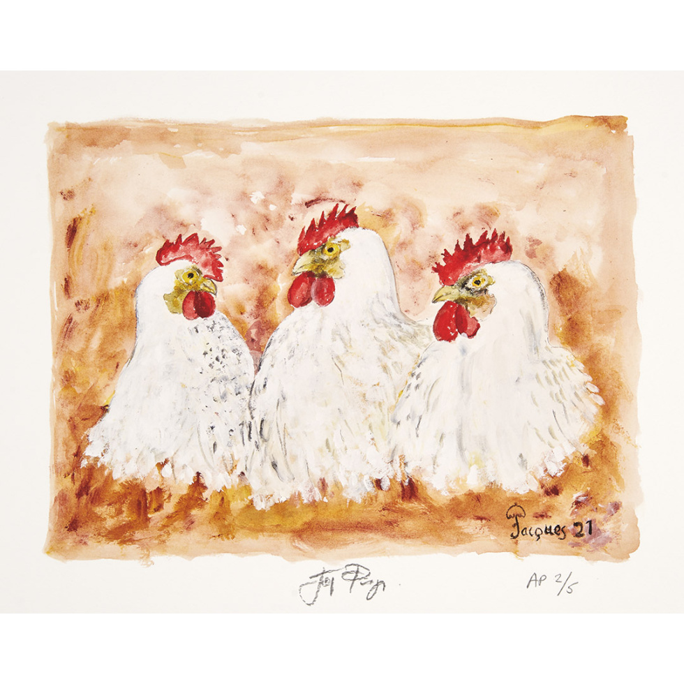 “Three Chickens of Bresse” Jacques Pepin Collector’s Edition Artist’s Proof 2 of 5
