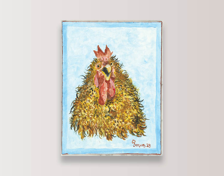 “Valiant Rooster” is an Original Painting by Chef and Artist Jacques Pepin
