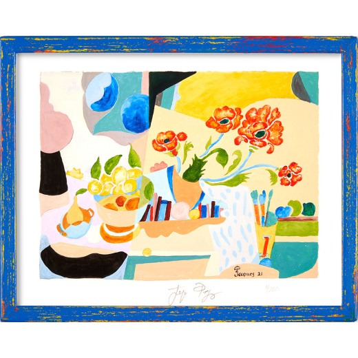 “Flowers and Fruit No.2” is a Signed and Numbered Limited Edition Print by Jacques Pepin