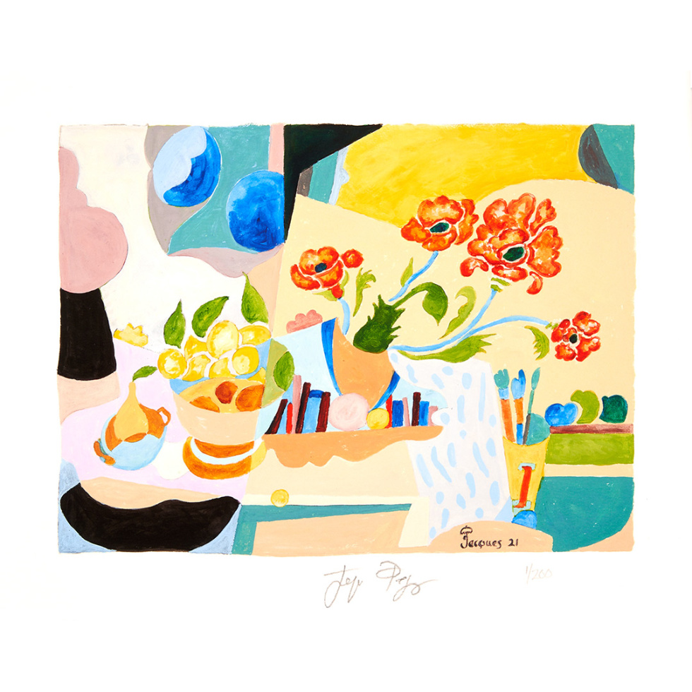 “Flowers and Fruit No.2” is a Signed and Numbered Limited Edition Print by Jacques Pepin