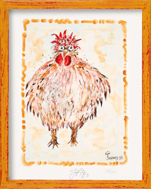 “The Champion Cock” Unframed Version. A signed, limited edition fine-art quality giclée print by Jacques Pepin.