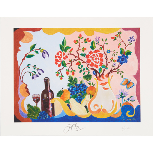 “Epicurean” is an artist’s proof of a limited edition signed and numbered print by chef and artist Jacques Pepin.