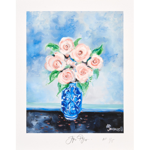 “Roses” is an artist’s proof of a limited edition signed and numbered print by chef and artist Jacques Pepin.