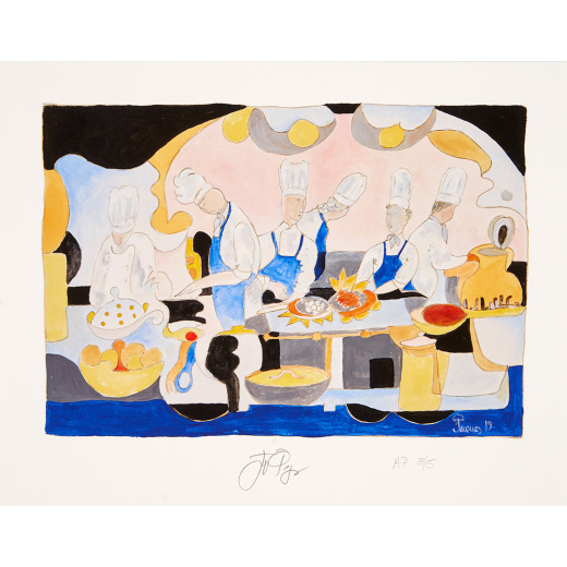 Jacques Pépin’s “La Brigade de Cuisine” (Mushrooms) is an Artist’s Proof Pulled Before the Full Print Run.