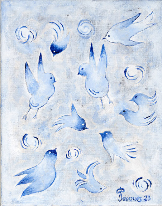 “Bluebirds” Jacques Pepin Original Artwork Painting