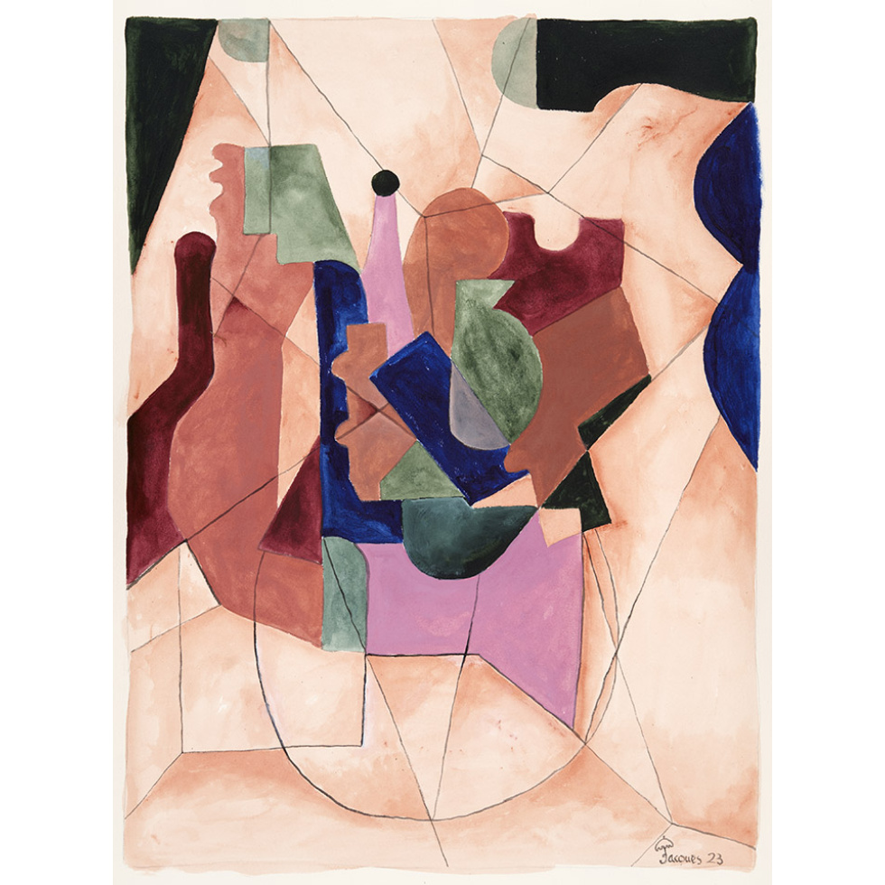 “Geometric Contour” Jacques Pepin Original Abstract Still Life Artwork Painting