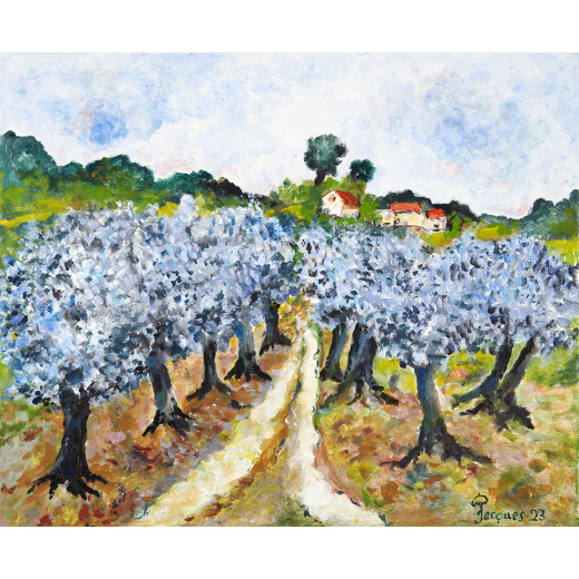 “Olive Field” Jacques Pepin Original Landscape Farm Painting