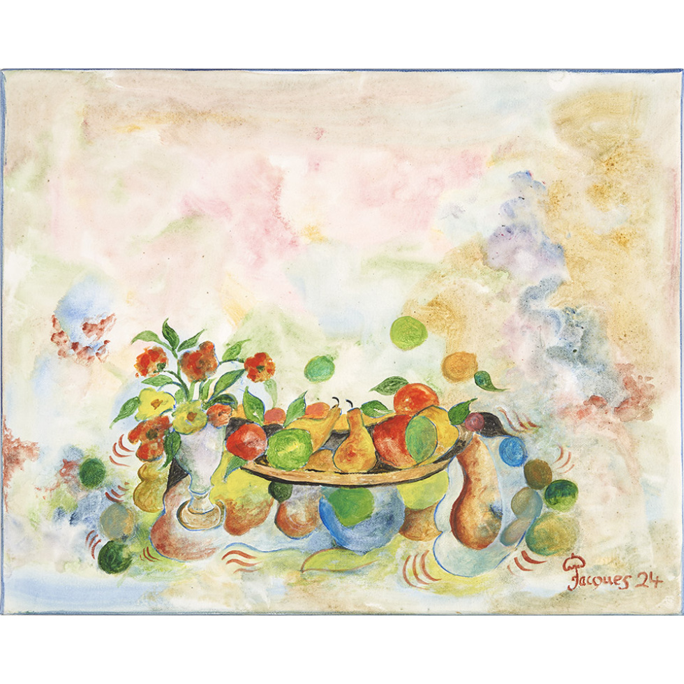 “Table of Fruit” Jacques Pepin Original Still Life with Flowers and Fruit