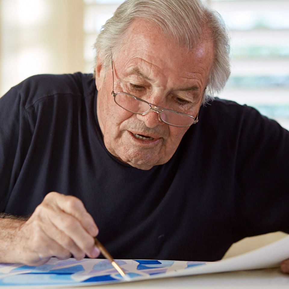 Chef and Artist Jacques Pépin at Work in His Artist Studio