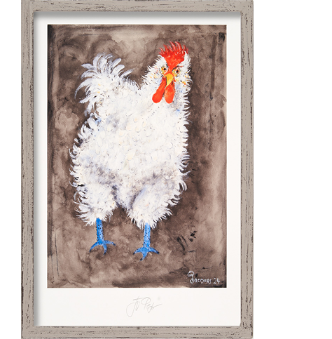 “Poulet de Bresse” is a special edition 90/90 signed Jacques Pépin print celebrating Jacques’ 90th birthday. $100.00 of the sale of this print goes to The Jacques Pépin Foundation.