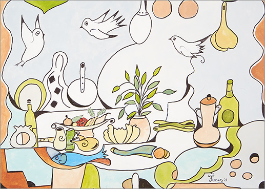 “In My Kitchen No. 2” is an individually signed and numbered limited edition print by chef and artist Jacques Pépin...