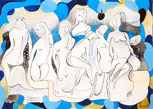 “Les Demoiselles” is an individually signed and numbered limited edition print by chef and artist Jacques Pépin...