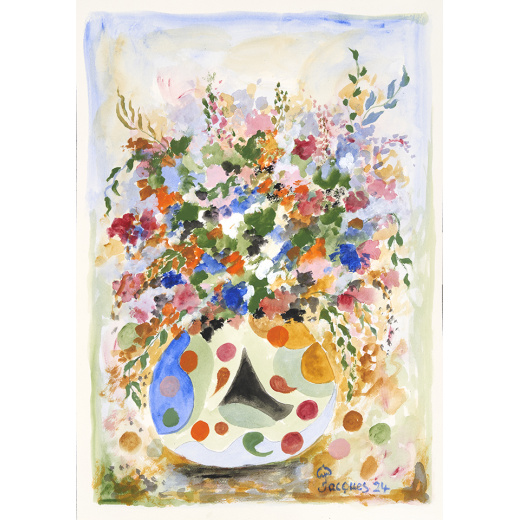 “Sumptuous Bouquet” is an original painting by chef and artist Jacques Pépin