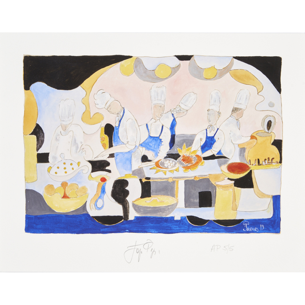 “Brigade de Cuisine” Limited Edition Artist's Proof Signed and Numbered by Chef and Artist Jacques Pépin