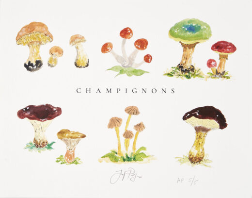 “Champignons” Limited Edition Artist's Proof Signed and Numbered by Chef and Artist Jacques Pépin