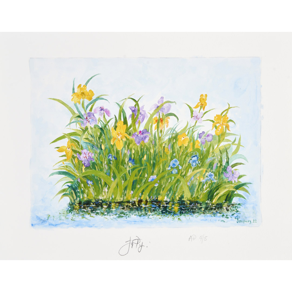 “Irises” Limited Edition Artist's Proof Signed and Numbered by Chef and Artist Jacques Pépin