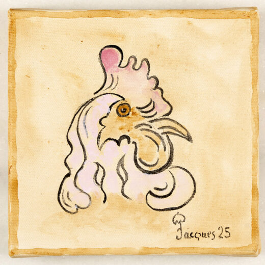 “Chix Head A4” original painting by Jacques Pépin