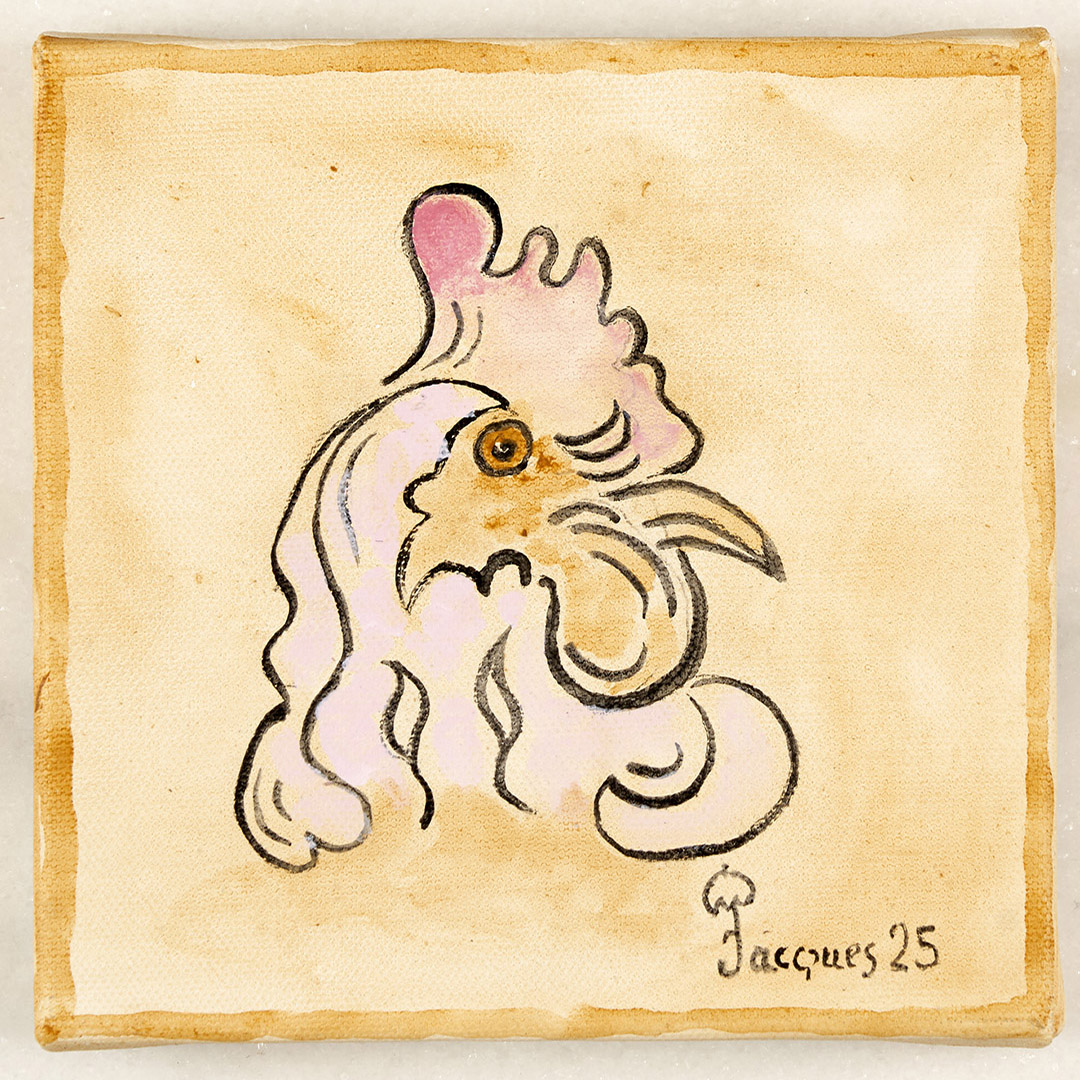 “Chix Head A4” original painting by Jacques Pépin