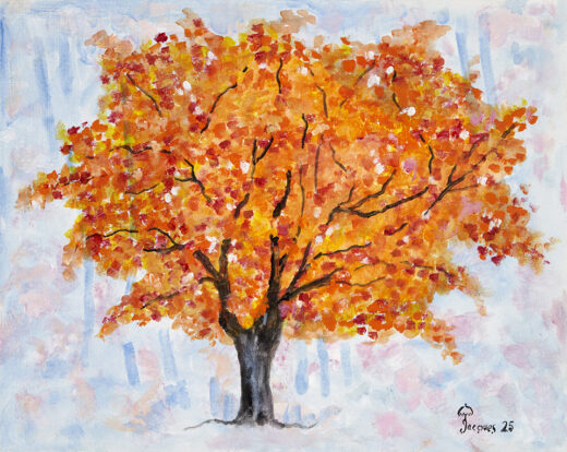 “Fall Foliage” original artwork painting by chef and artist Jacques Pépin