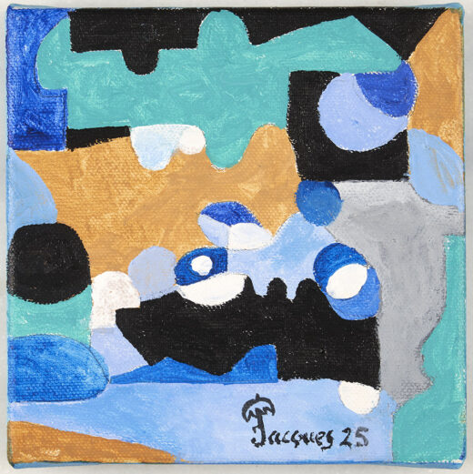 “Abstract Blue” is a new 6" x 6" acrylic on canvas painting by Jacques Pépin