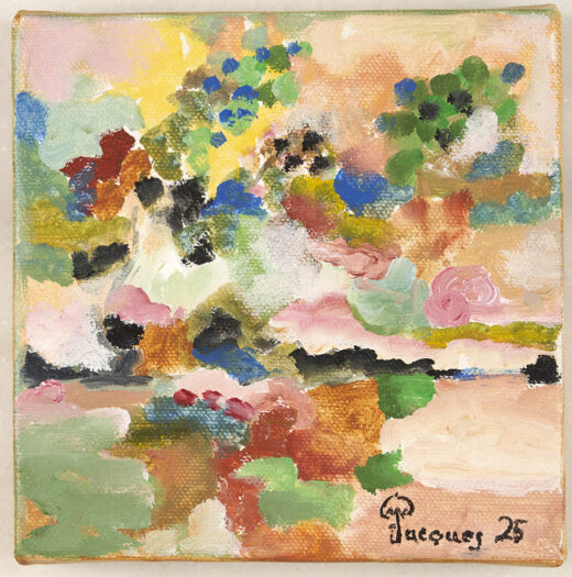“Abstract Scene” is a new 6" x 6" acrylic on canvas painting by Jacques Pépin