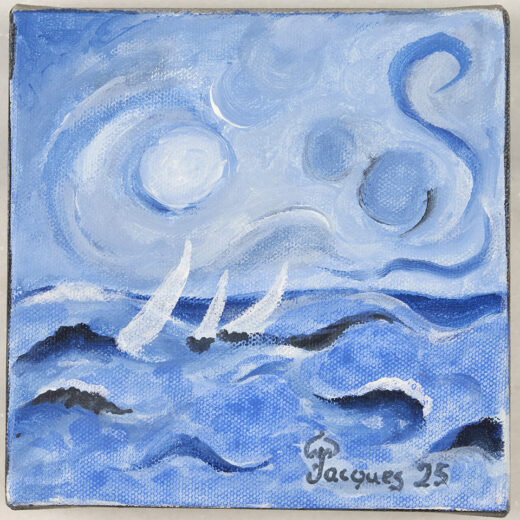 “Seascape No. 3” is a new 6" x 6" acrylic on canvas painting by Jacques Pépin