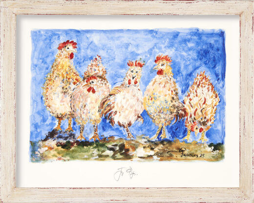 “Les 5 Poulets” Signed Limited Edition Print by Jacques Pépin