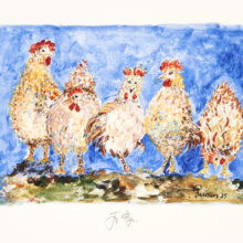 Gilles Sacksick、printemps、希少高級画集画、新品額装付 Les 5 Poulets” Jacques Pepin Gallery-Size Limited Edition