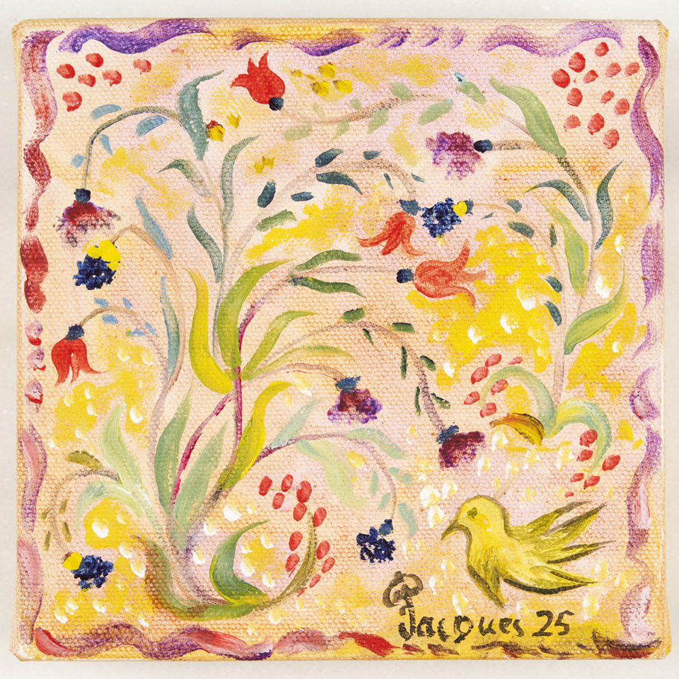 A Small Canvas by Jacques Pépin: 6" x 6" acrylic on canvas