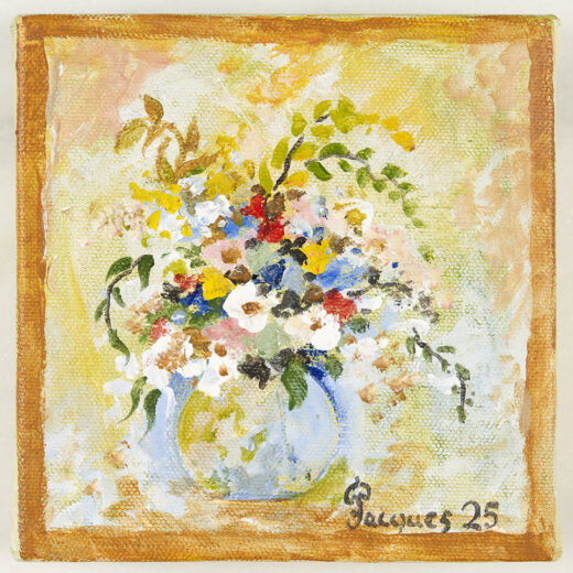 “Petit Bouquet” Original Small Canvas Painting by Jacques Pépin