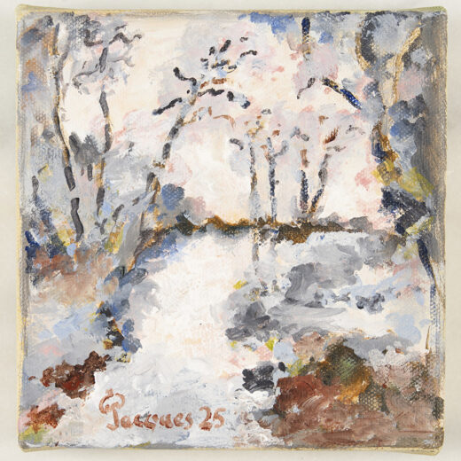 “Winter Stream” Original Small Canvas Painting by Jacques Pépin