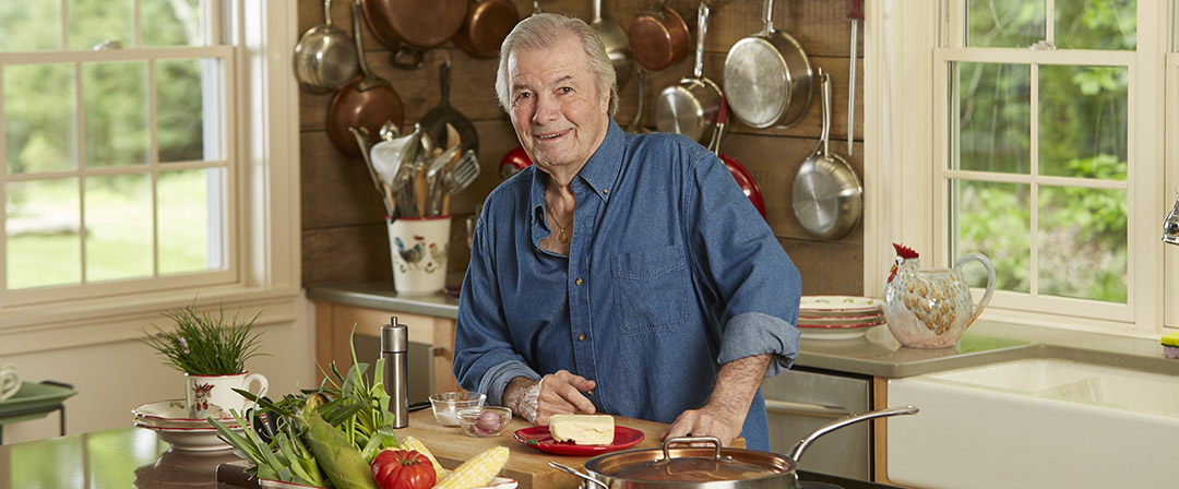 Chef and artist Jacques Pépin in the kitchen