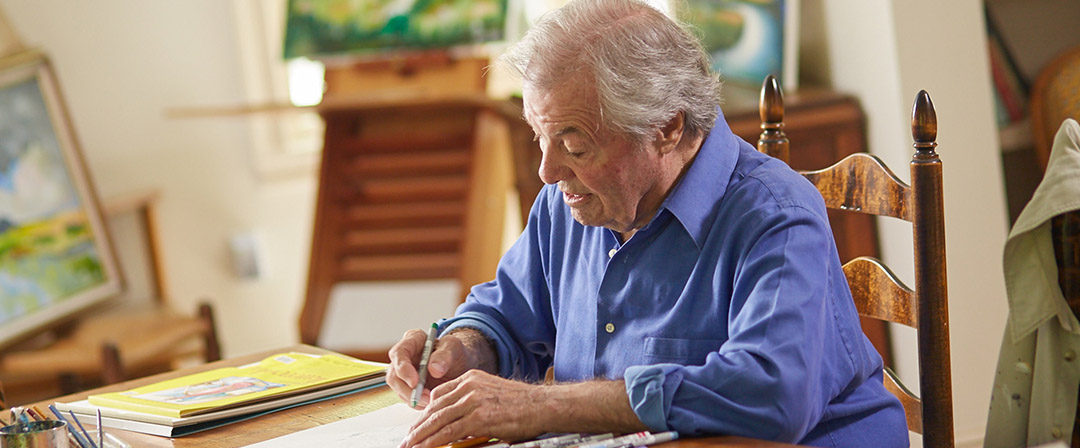 Chef and artist Jacques Pépin in his artist’s studio