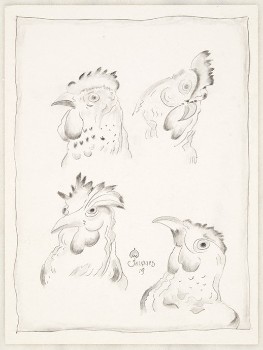 “Chicken Heads” Original Sketch by Jacques Pepin