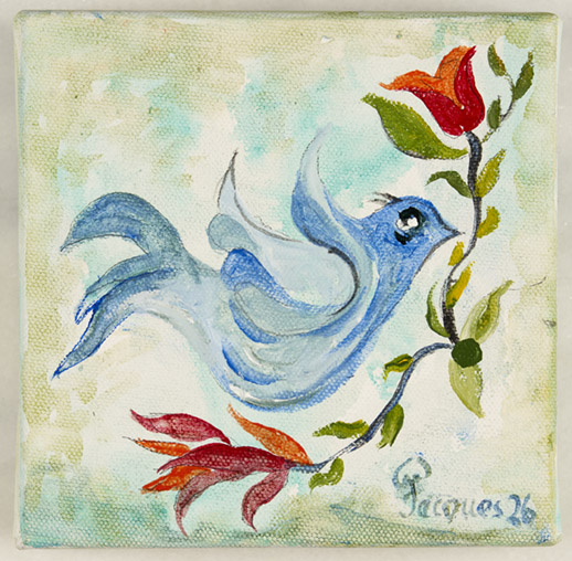 “Oiseau Blue” Original Painting by Jacques Pepin