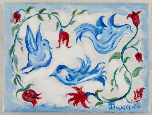 “Birds & Flowers 3” Original Painting by Jacques Pepin